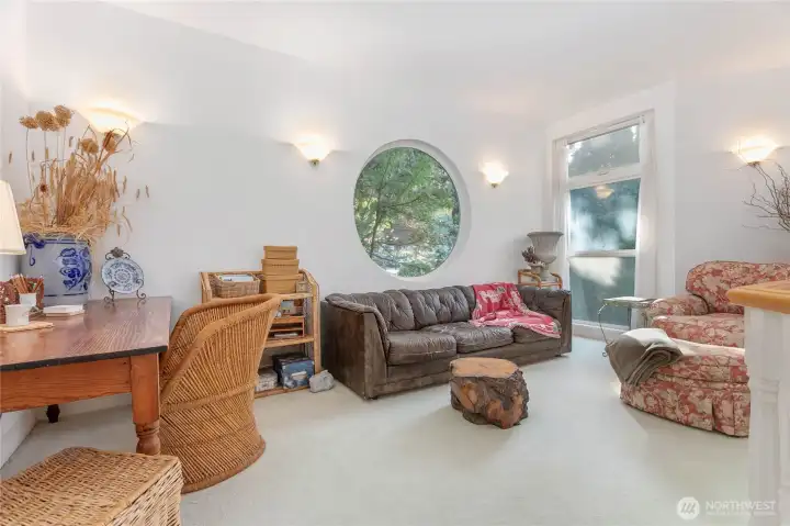 Sitting nook overlooks the yard space