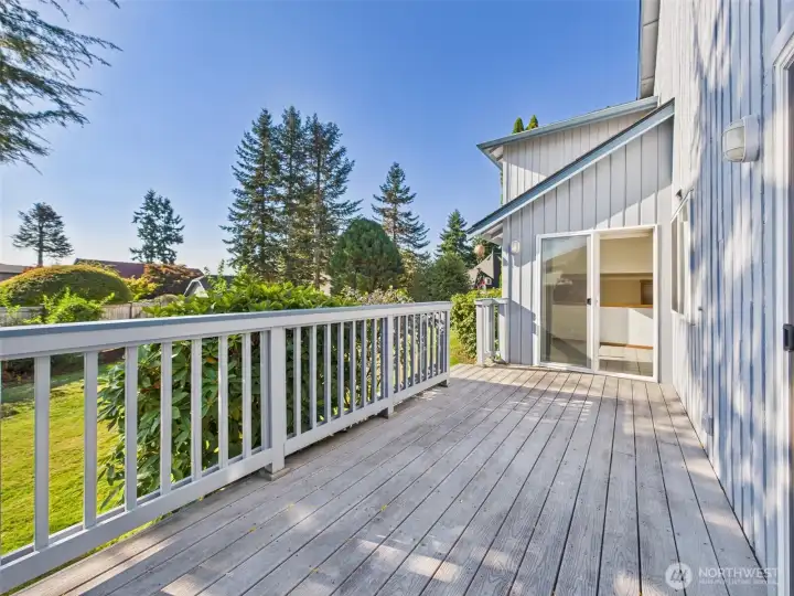 South facing deck off kitchen.