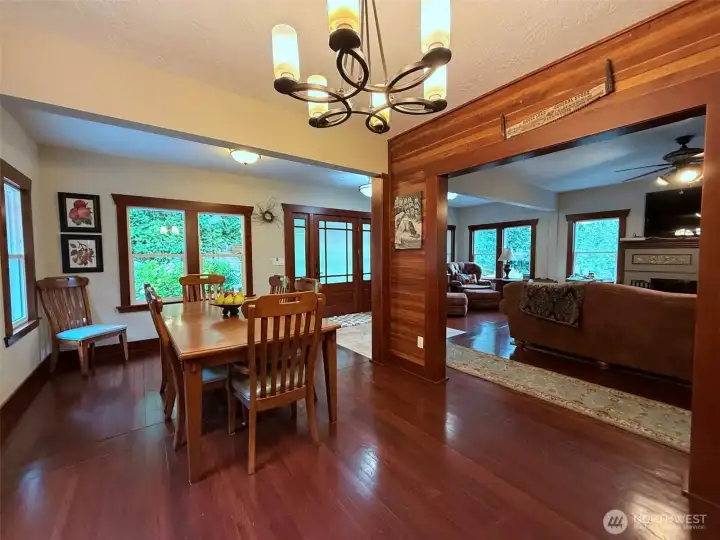 Dining room and living room view.
