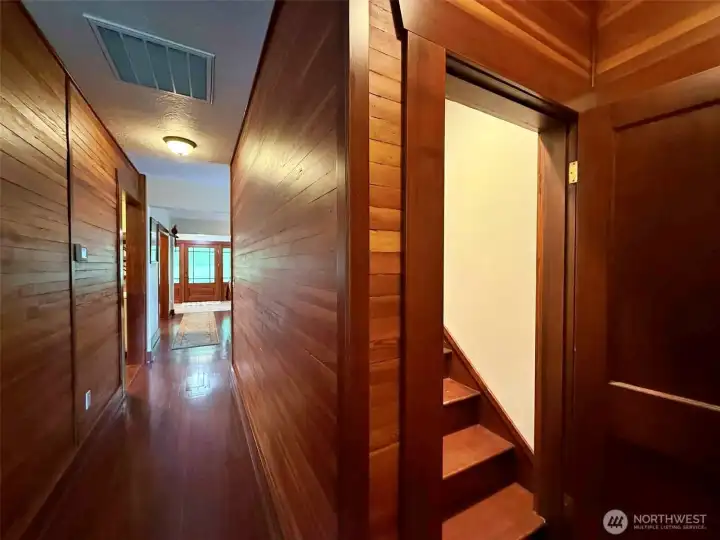 Hall way to stairs and bathroom.