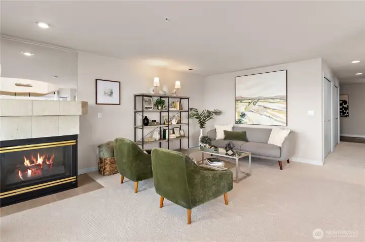 Enjoy the cozy gas fireplace that can be turned on or off with the flip of a switch.