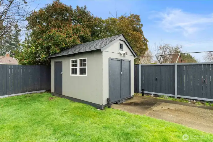 Outbuilding has electric hookups.