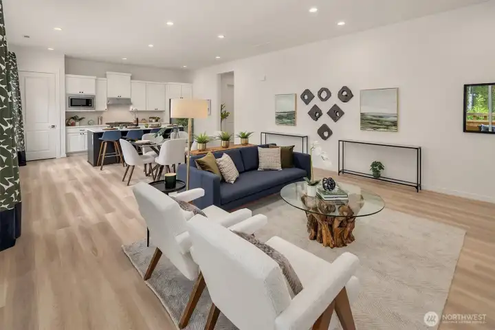 Spacious Open Concept Great Room living space with