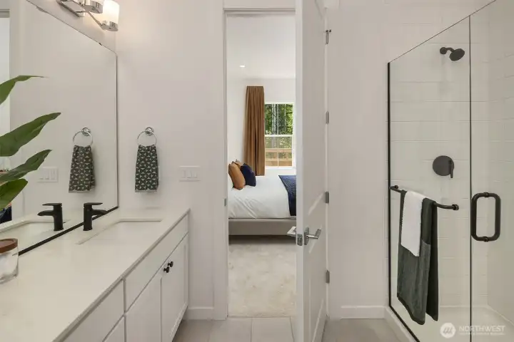 Primary Bath with tile shower