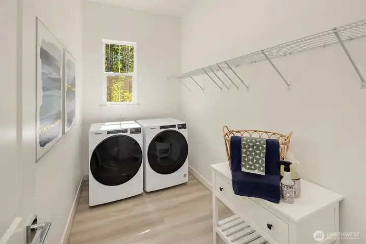 Extra spacious laundry, includes washer & dryer