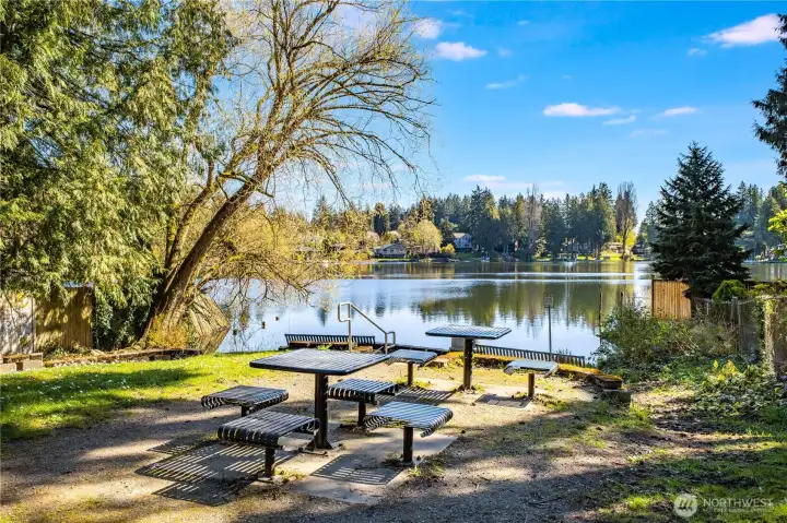 Bring a picnic lunch and relax here overlooking Haller Lake on a sunny day!