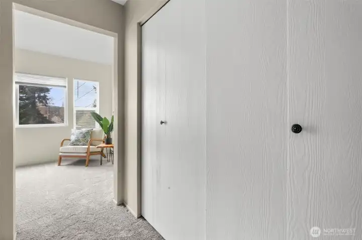 The large closet is a practical bonus in the primary suite, with room for all the essentials.