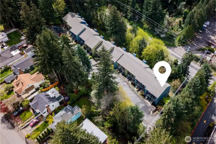 The appeal of an end unit is hard to overstate. More light, more privacy, and a setting that simply feels better... wow.