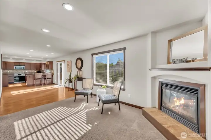 Gas fireplace.