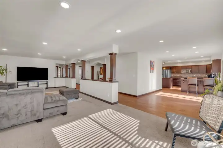 Eating area off the kitchen with sliders to the backyard.
