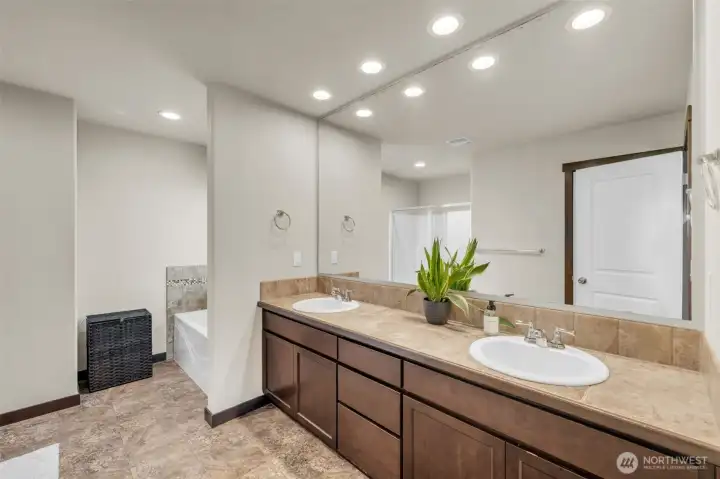 Five piece primary bathroom
