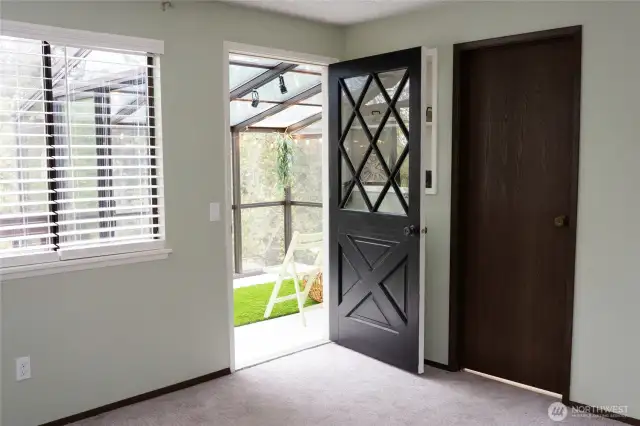 Master suite private deck and sunroom entrance