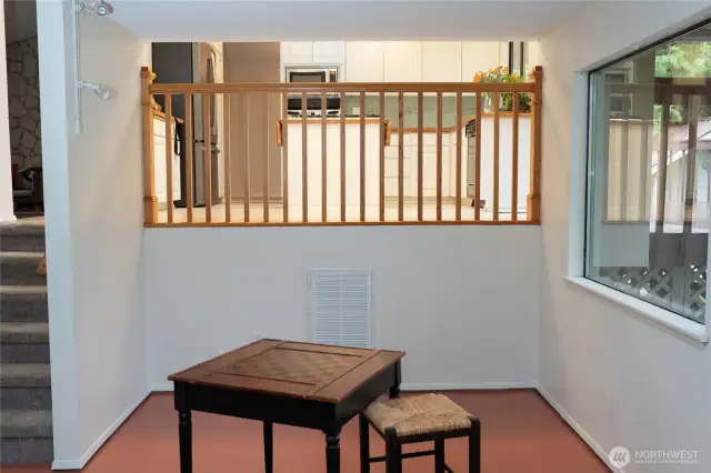 view of the kitchen from lower extra room