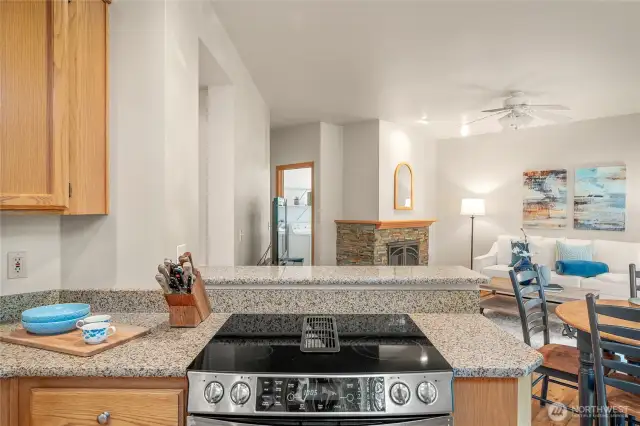 Again, the comfortable family room is adjacent to the kitchen.