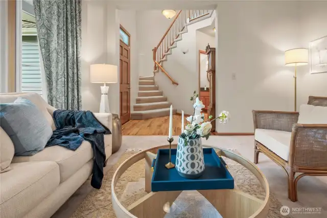 Looking back at formal entry and that soaring ceiling over the staircase.