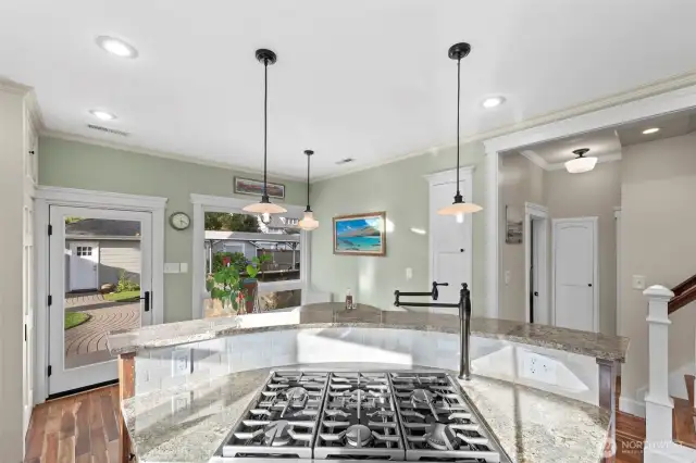 If you are worried about storage in this kitchen don't. All of the cabinets and built in pull out pantries throughout.