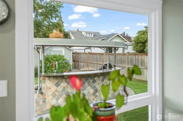 A view from the kitchen eating space. Enjoy a fully designed outdoor kitchen.