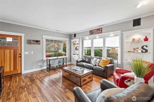 The details are what really matter. The solid fir front door, the built ins, the double laminated sound transmission control windows keep the noises of downtown out while you are enjoying the spaces in your home.