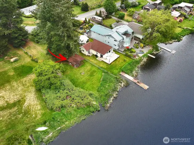 This is the community lake access with a covered picnic area, a short stroll from home.