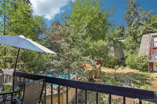 This home overlooks the community pool