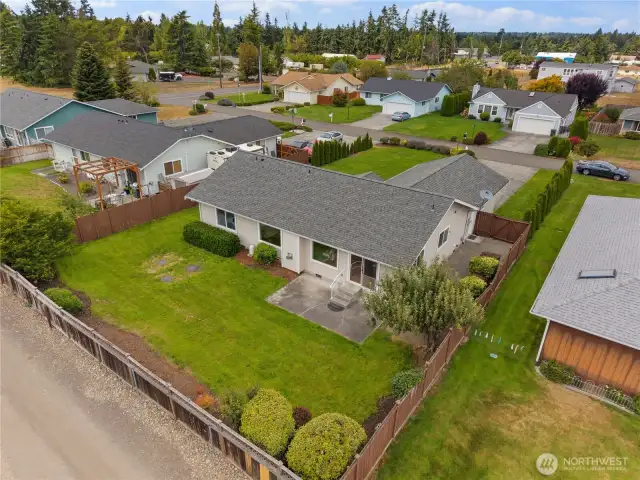 Drone shot of backyard