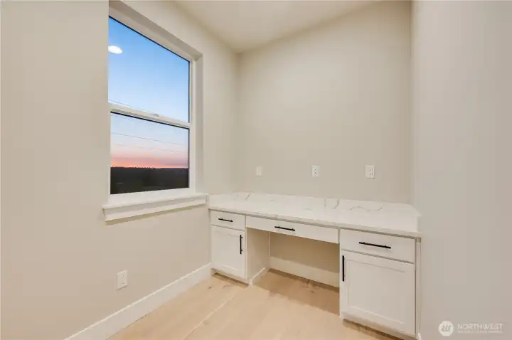 convenient built-in tech desk