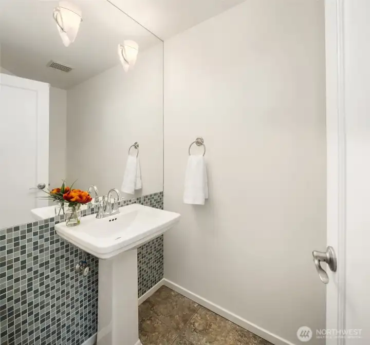 Powder room off main floor.