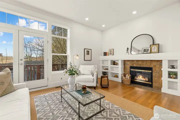 Tons of natural light; Gas fireplace