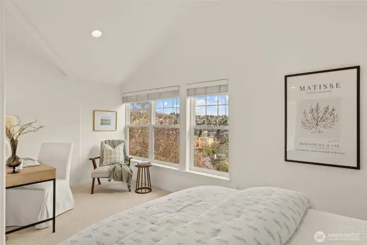 Primary Bedroom with vaulted ceiling