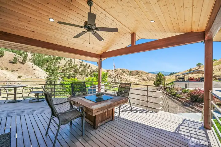 Covered deck with expansive views