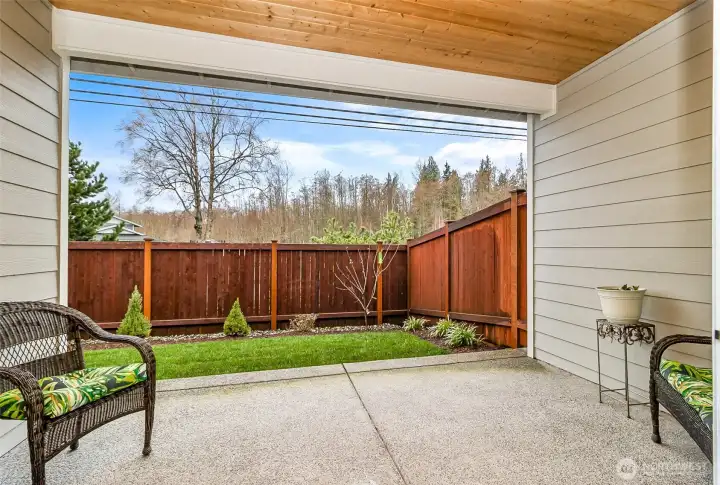 Backyard with covered porch