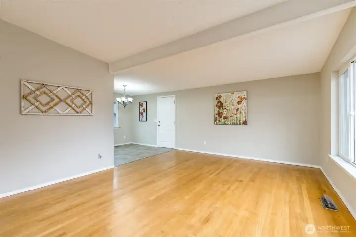 Bright living room with hardwood floors