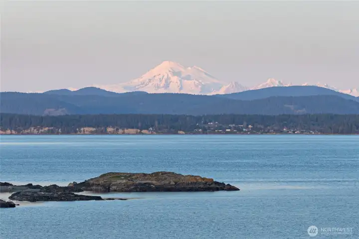 Sweeping views across the water to Mount Baker and the North Cascades, offering a breathtaking backdrop that defines Pacific Northwest living.