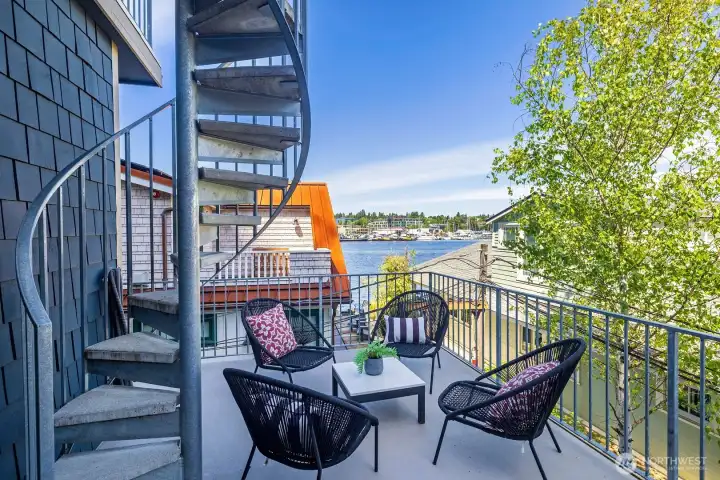 Second floor deck with water views