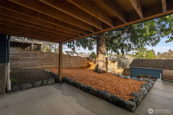 Direct access to the 'dry' patio that is protected from the elements with the new 'sleeper' deck above.
