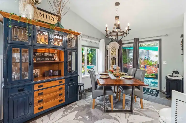 Dining room and sliding door out to patio