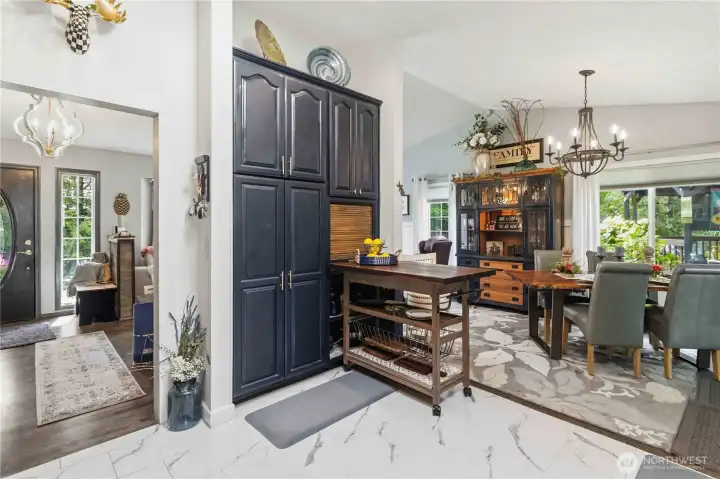 Lots of storage; dining room to the right.