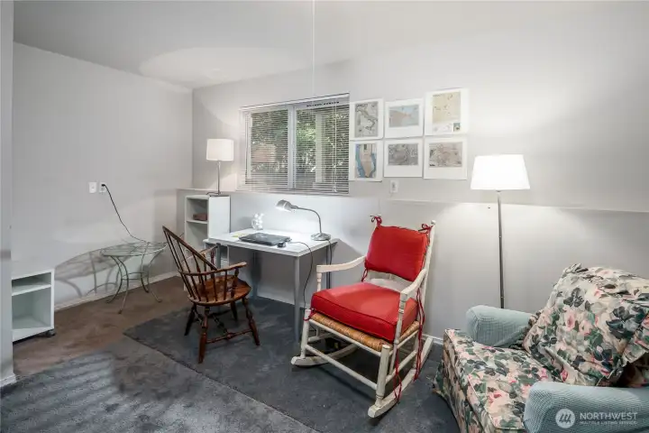 Downstairs extra finished space has natural light and is flexible for office, workshop, crafts?