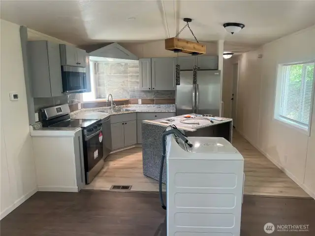 View of kitchen from living room.