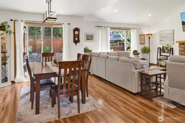 The dining area off the kitchen opens to the patio. Great set up to bbq year round.