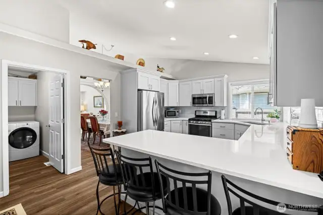 Walk in pantry space in laundry room.