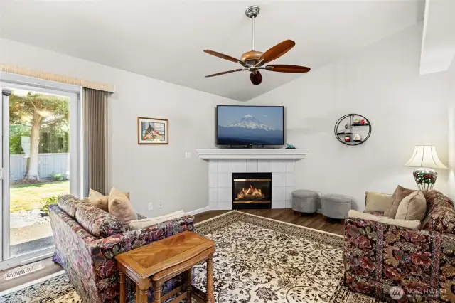 Patio access off family room. Natural gas fireplace.