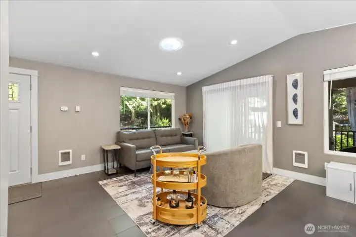 Upstairs living space with access to deck.