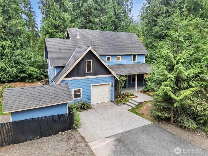 View of the house from the North side. 2nd kitchen is beyond the lowest window on the left.