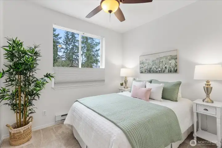 Up/down blinds in both bedrooms allow you to customize to your light and or privacy desires