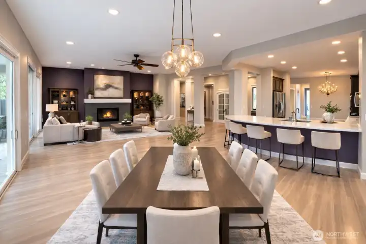 This space is so large, the owner used to have a baby-grand piano here! AI shows you and option for a contemporary flair in this GREAT ROOM. You could set up a dining area just about any way you like. Antique hutch? There's room for that! Big table set? Room for that! Prefer informal dining? Theres' space "behind" the kitchen if you prefer that. So many options - come and see for yourself!