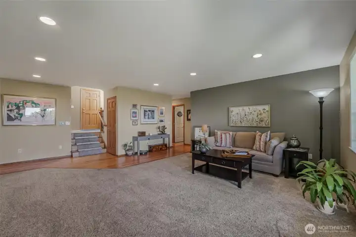 The lower level features a living room room that makes for the perfect movie/game room and allows for peaceful separation from the main living space.