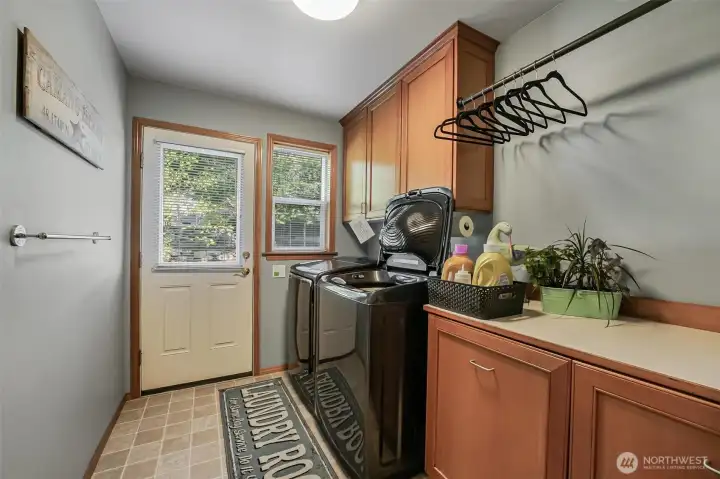 The laundry room/mud room has direct ourside access.
