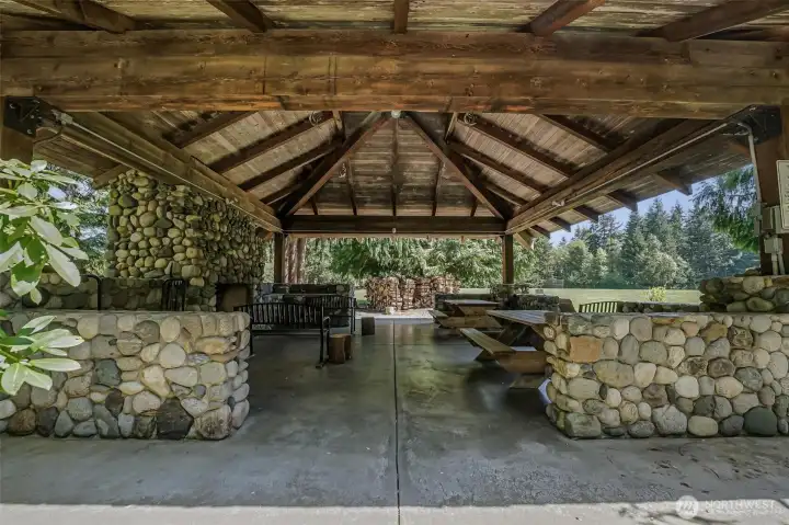 The community gazebo has a fireplace, cooking grills and lots of space for outdoor functions!