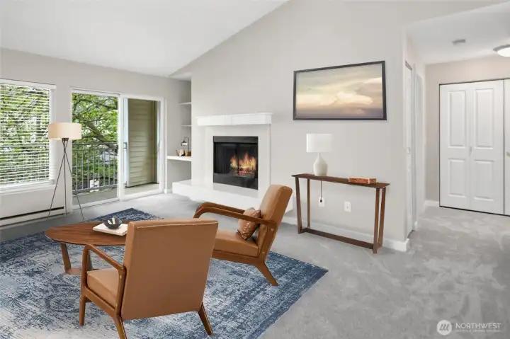 Relaxing space with tall vaulted ceilings.